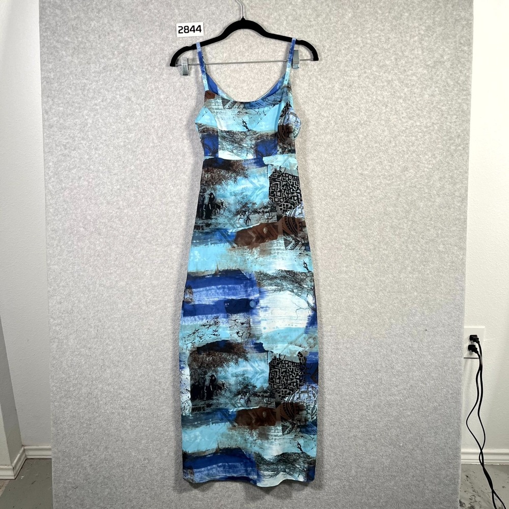 Dude USA Sheath Dress Womens Small Multicolor Printed‎ Square Neck Belted Casual
